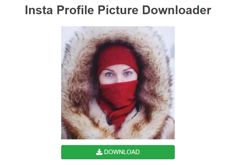 Clicking the 'Download' button on the instadp.io interface to initiate the download of the chosen Instagram display picture.
